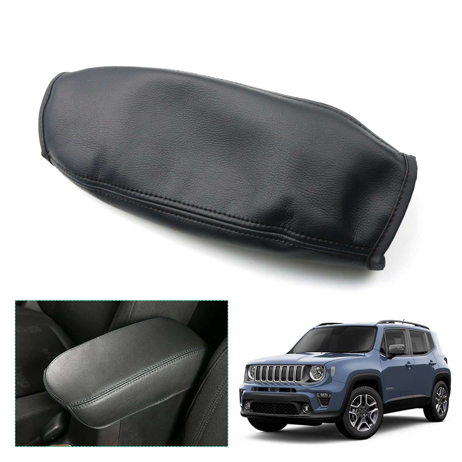GAFAT J-eep Renegade 2015-2024 2025 Copertura per Bracciolo Console Centrale, Renegade 2023 Protezione Braccioli, Rivestimento in Pelle, Compatibile con Jeep Renegade Accessori (Nero)
