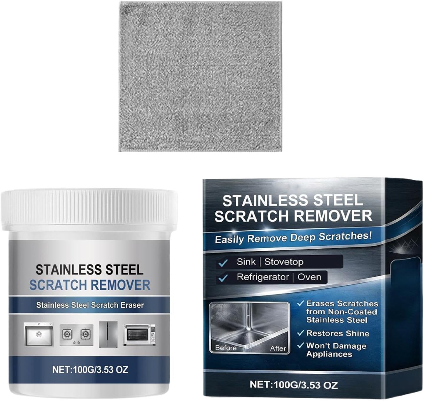 Stainless Steel Sink Scratch Remover Household Appliance Rust Repair Set