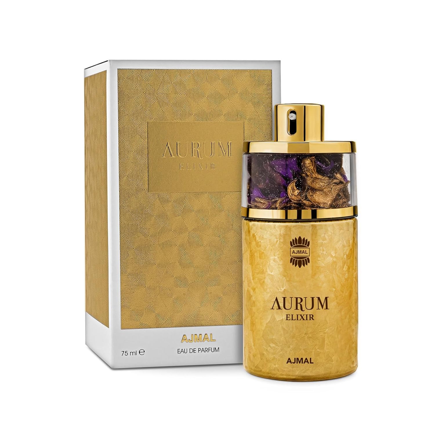 Ajmal Aurum Elixir Eau de Parfum for Women, 2.5 fl oz / 75 ml, Floral Fruity Gourmand Fragrance, Long Lasting Women’s Perfume, Made in Dubai