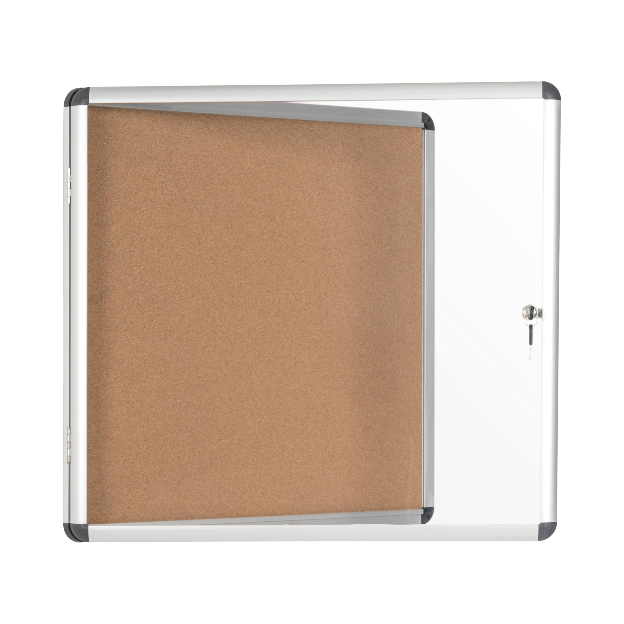 Bi-Office Enclore - Vitrina de interior de Corcho para 6 Hojas A4, con Puerta de Aluminio y Cerradura, 720 x 674 mm