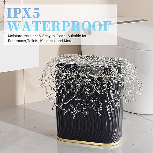 Miniatura 5 de steo spce Bote de basura pequeño con sensor de movimiento automático con tapa, 2.6 galones, color negro, delgado, sin contacto, contenedor de basura