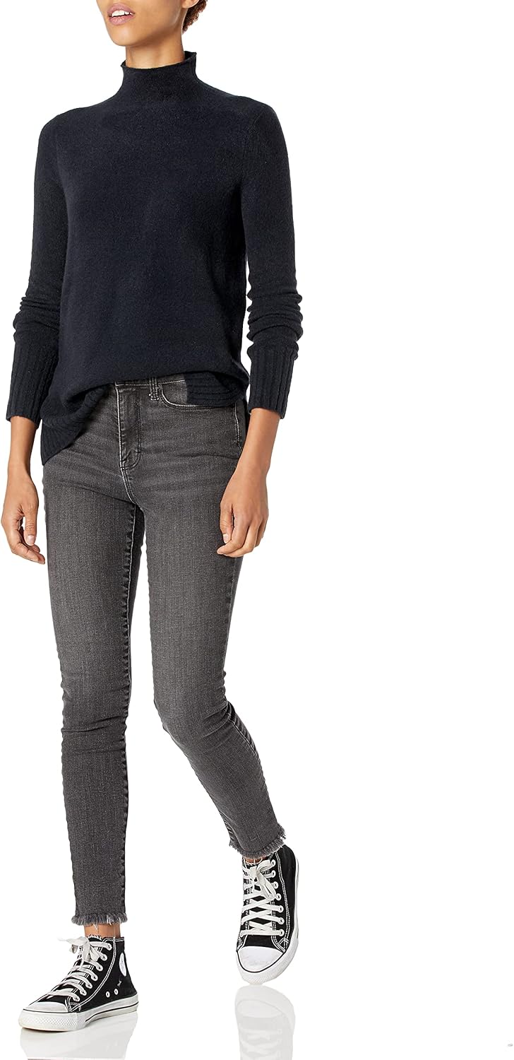 Goodthreads Women's Mid-Gauge Stretch Funnel Neck Sweater Sweater, -Soft Grey Heather, XS - Image 4