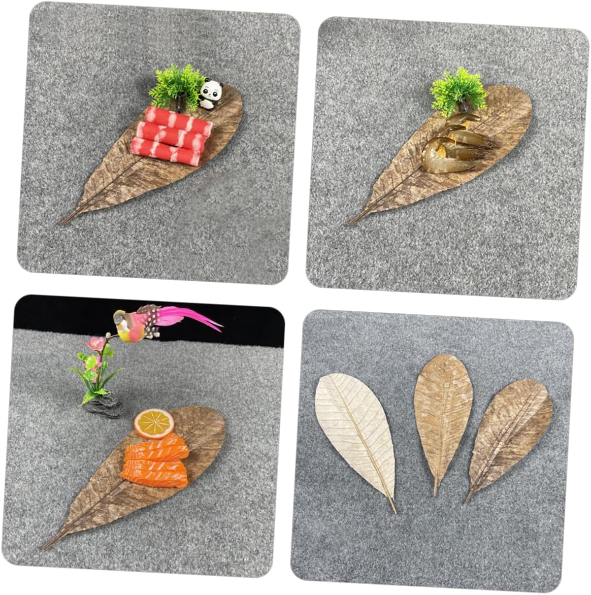 SOLUSTRE 20pcs Dried Poplar Leaf Pad Japanese Sushi Plate Ornaments Decor for Sushi Dish