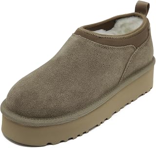 100% Australian Sheepskin Ultra Mini Boots for Women - Waterproof Shearling Lined Platform Snow Boots - Ankle High Barefoot Cozy Fur Short Ladies Winter Boots With Memory Foam Shoes Outdoor