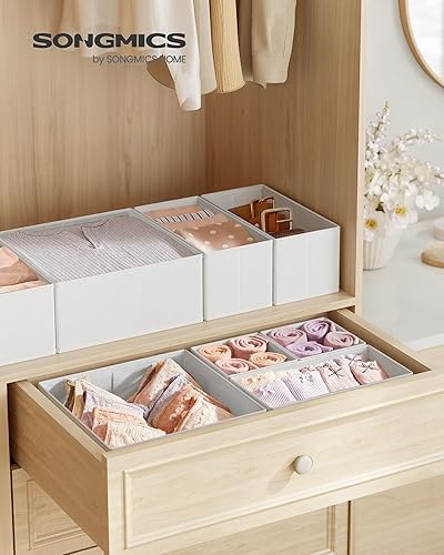 Vista 2 de Songmics URDZ006W02 Organizador de cajones, para aparador, juego de 12, contenedores plegables de tela para calcetines, ropa interior, brasieres