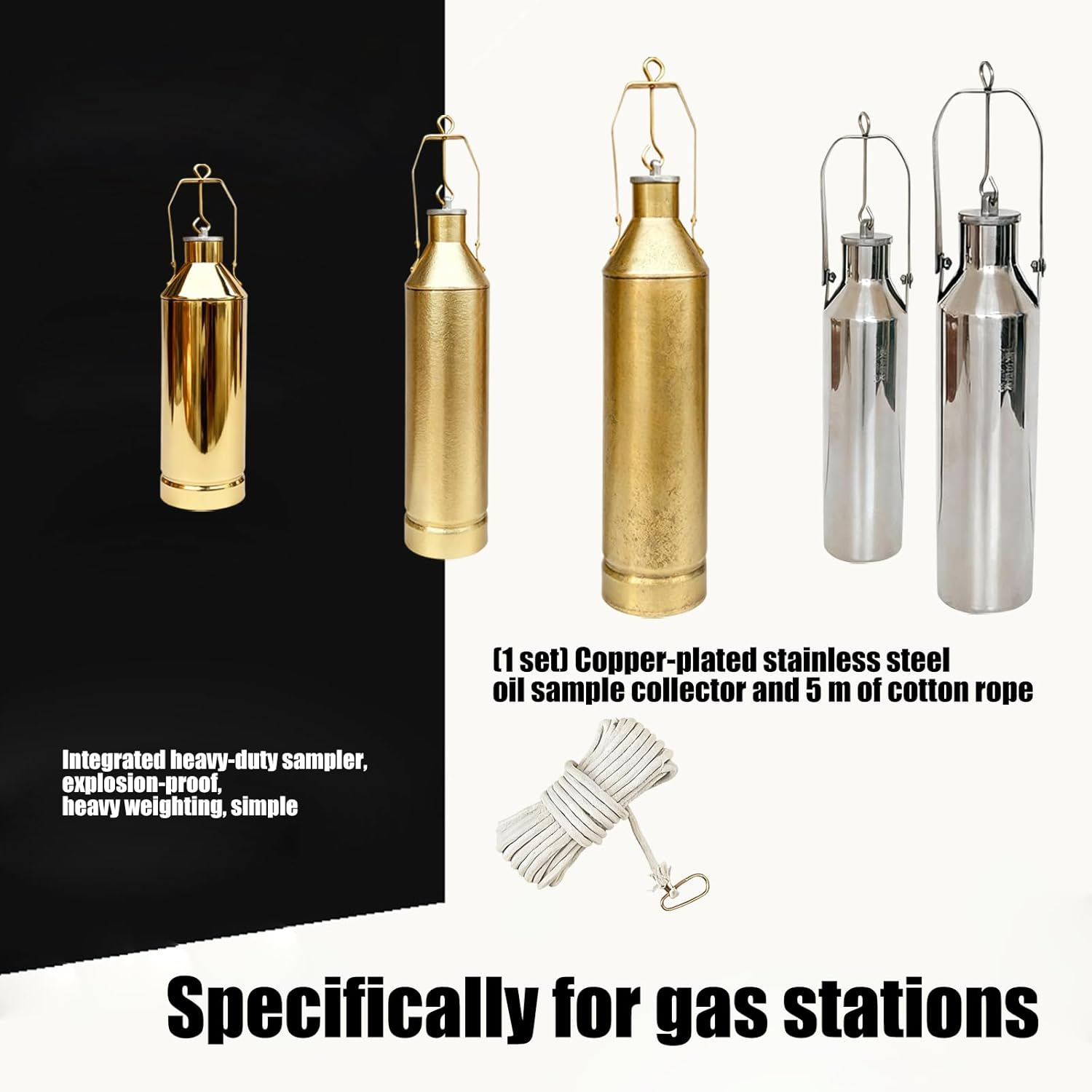 Copper Stainless Oil Sampler for Precise Leakproof Sampling in Tanks Capturing Sediments and for Maintenance Sediment Captures Sampler