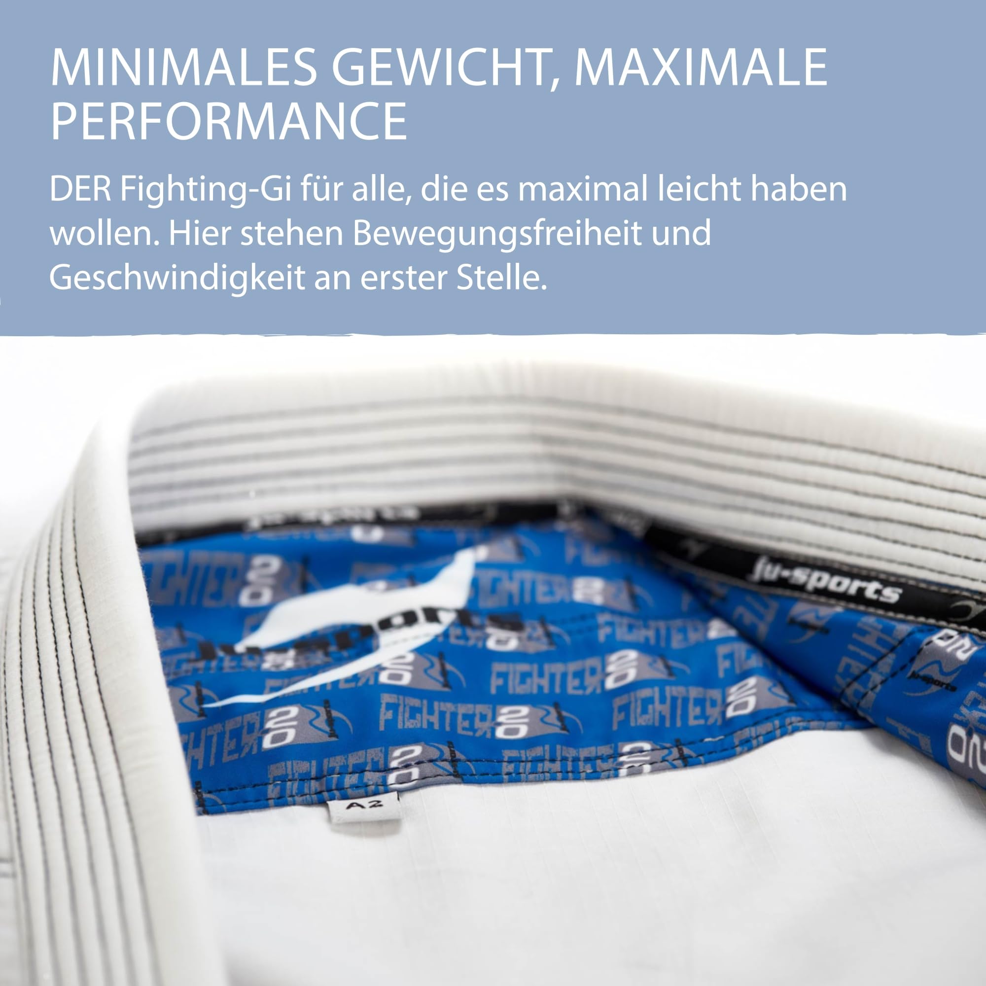 Ju-Sports Fighter 2.0 Jujutsu Anzug Herren & Damen weiß - Superleichter Gi mit BJJ Schnitt 100% Baumwolle, Topmodernes Design mit schönen Stickverzierungen