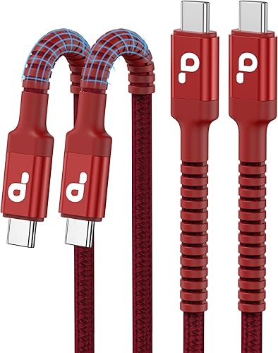 Miniatura 37 de Cable USBC de 10 pies, paquete de 2 cables largos USBC de carga rápida, cable trenzado de nailon USB C a USB C cargador de iPhone compatible con
