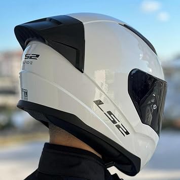 LS2 Rapid 2 Race White Motorcycle Helmet, ECE 22.06 Certified Racing Design, Improved Ventilation, Pinlock Compatible Viewfinder, Intercom Prepared, Polycarbonate Shell