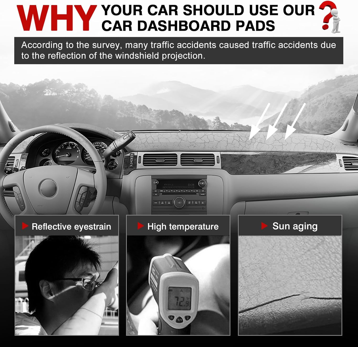 Autorder Beige Dashboard Cover Mat for 2007-2013 Chevy Chevrolet Silverado Sierra, 2007-2014 Chevy Tahoe Suburban Denali Avalanche & GMC Yukon/XL & Only One Glove Box Accessories Polyester Dash Cover