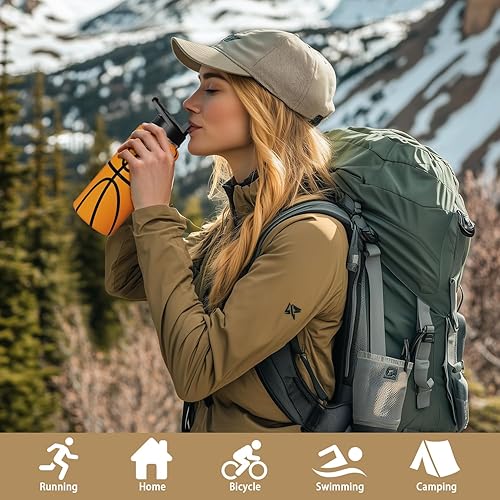 Miniatura 5 de Botella de agua de baloncesto de 32 onzas, botellas de agua deportivas aisladas, regalos de baloncesto para hombres y mujeres, regalo para