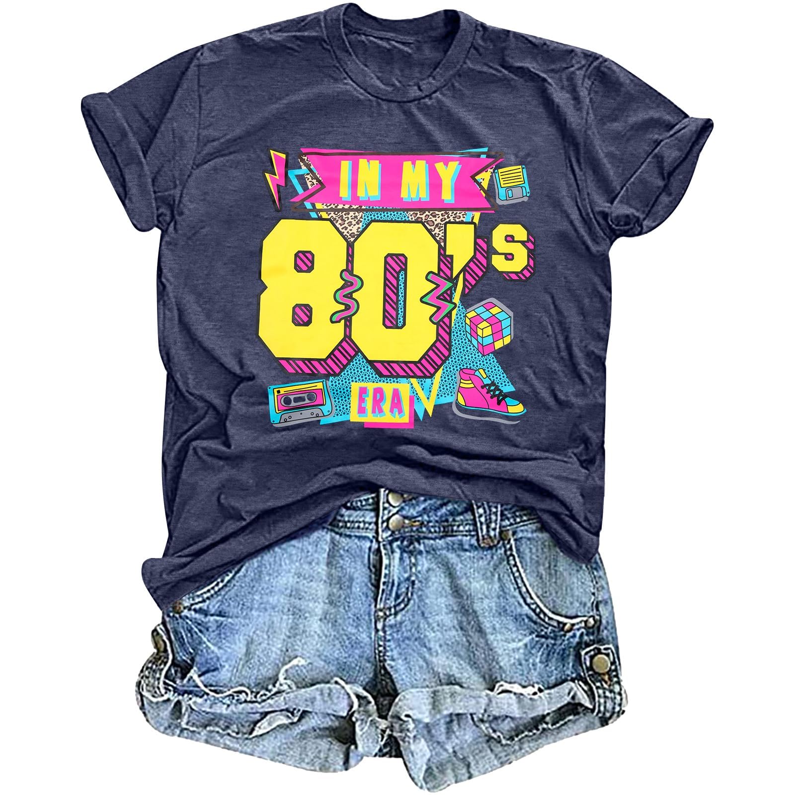 SUPEYA 90s Outfit for Women Take Me Back to The 90's Shirt Vintage Neon Crew Neck Tops Tee for Birthday Party Gift