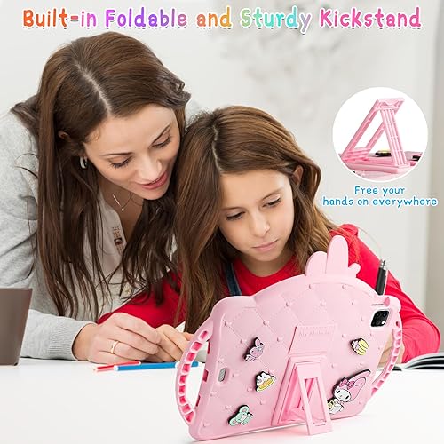 Miniatura 3 de JAKPAK Funda para iPad Air de 5 generación para niños, iPad Pro de 11 pulgadas con protector de pantalla y correa de hombro para niñas, funda de