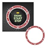 Kewucn Bling Crystal Double Rhinestone Car Engine Start Decoration Ring, Sparkling Push Start Button Sticker, Key Ignition & Knob Ring Decoration, Bling Car Interior Accessory(Red)