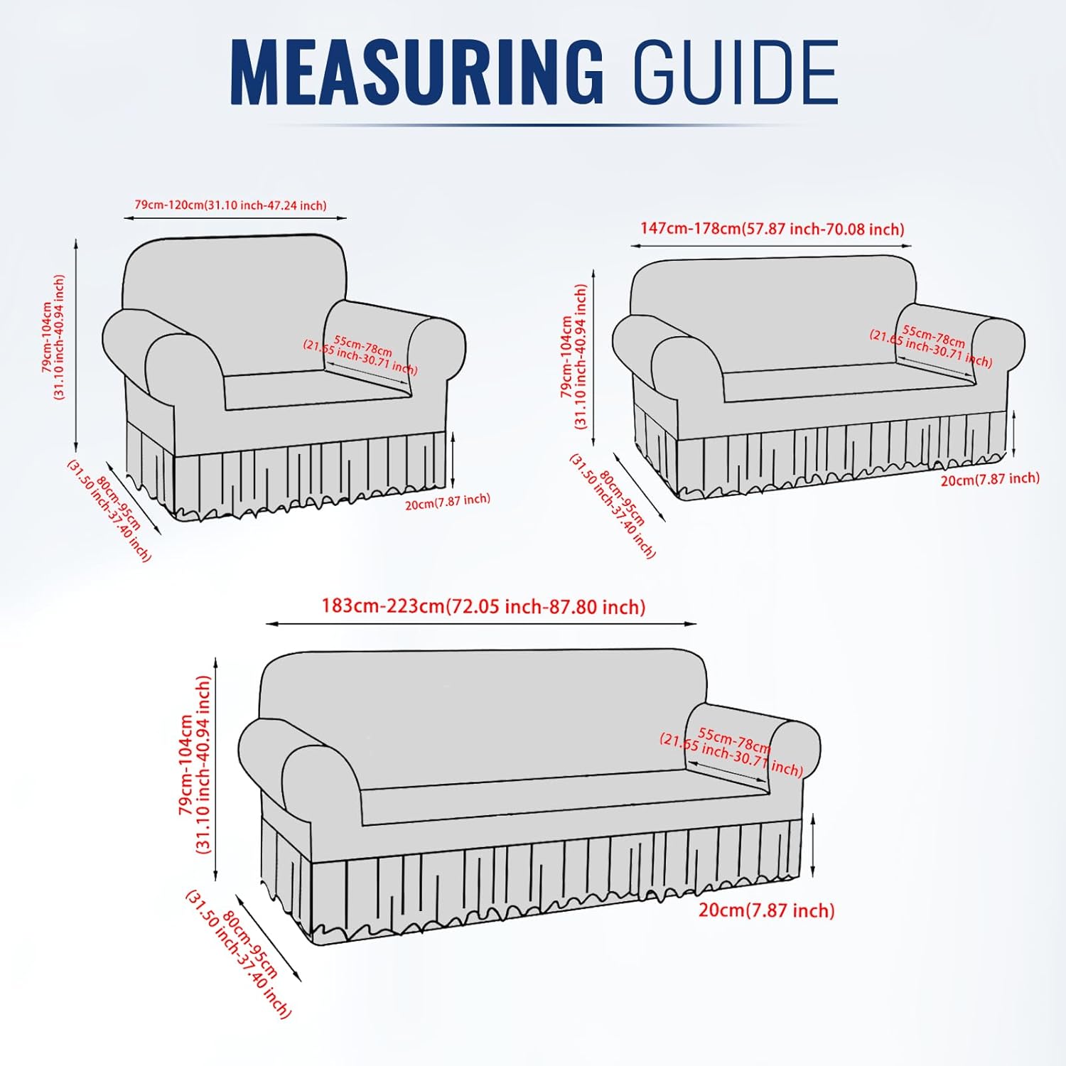 FUANGUI Loveseat Couch Cover Slipcover 1 Piece, Stretch Printed Love Seat Sofa Cover for 2 Cushion Couch with Skirt, Couch Slip Covers Pet Friendly, Washable Furniture Protector (2-Seater, 57"-70")