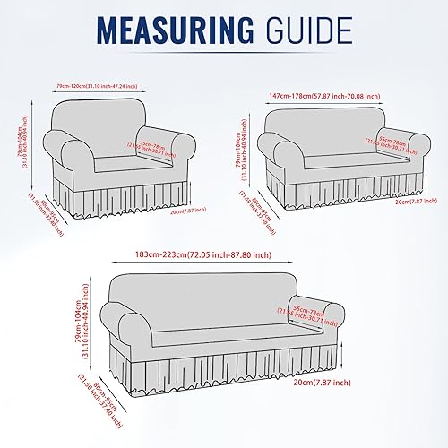 Miniatura 2 de FUANGUI Funda para sofá, 1 pieza, funda elástica para sofá con falda, funda antideslizante para sofá, apta para mascotas, funda de sofá lavable para