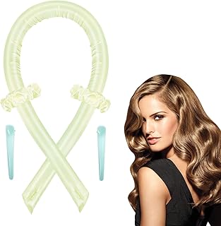 Meinraum Curls Without Heat, Curlers, Silk Heatless Curls Band with 2 x Hair Pins, New Heatless Hair Curler, Overnight DIY Hair Curls Hairstyle Set for Long Medium Hair (Beige)