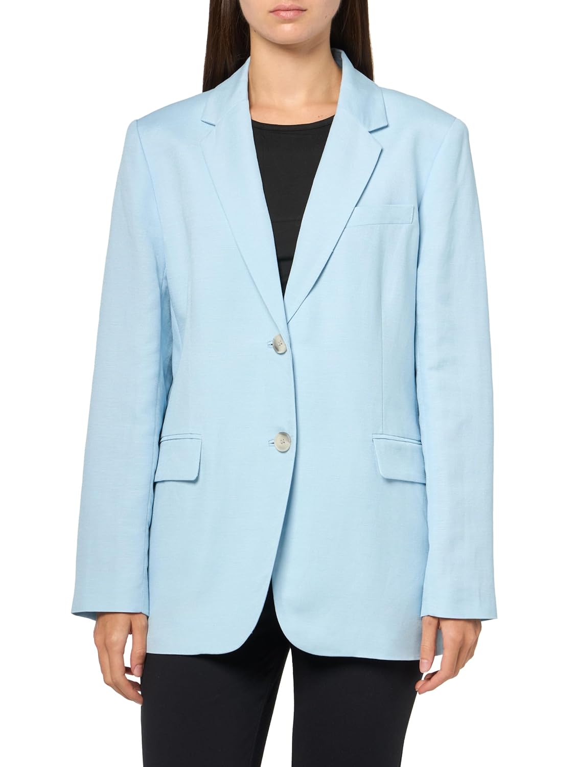 Anne Klein Womens Linen 2 Button Notch Collar JKT