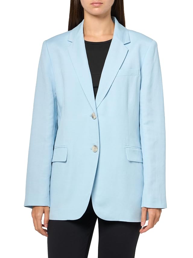 Anne Klein Womens Linen 2 Button Notch Collar JKT