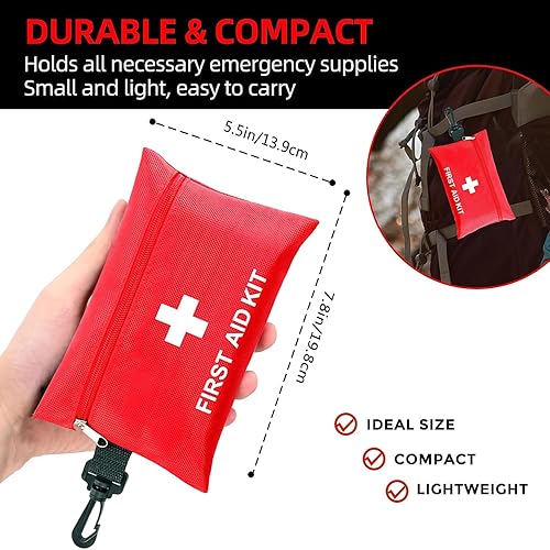 Miniatura 2 de Kit de primeros auxilios pequeño de 98 piezas, kit de primeros auxilios de viaje pequeño para tratar y proteger la mayoría de lesiones, mini kit de