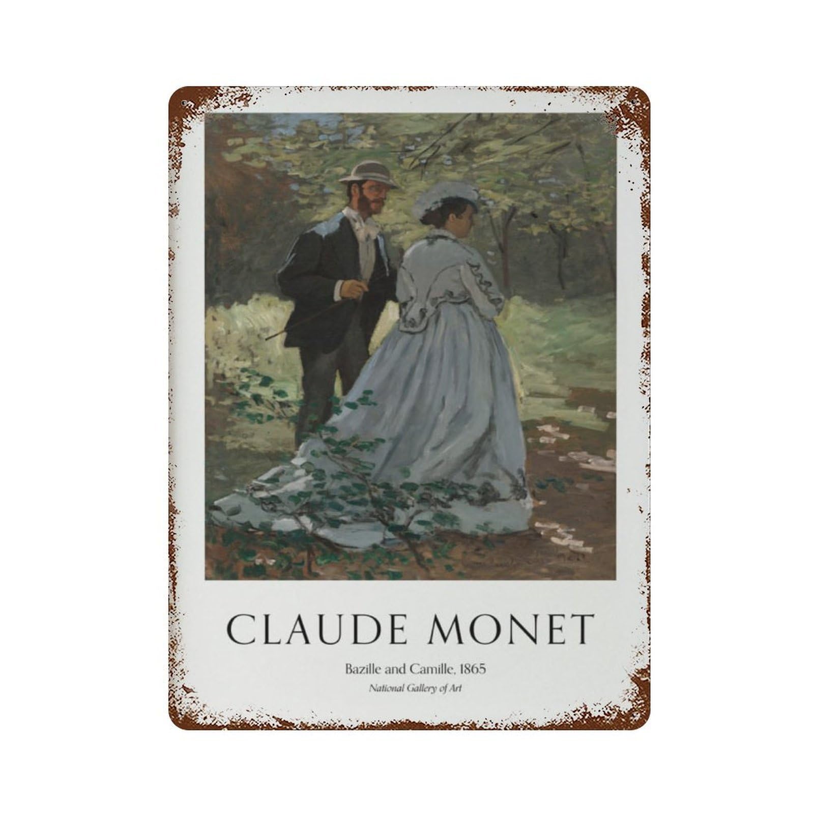 xiaoxiaoshen Claude Monet 'bazille And Camille' Exhibition Wall Decor Art Metal Tin Poster Modern Home Decor Art Home Bar Shop Decorations Vintage Sign 40x30cm