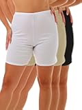Underworks USA Womens 100% Cotton Cuff Leg Boy-Leg Brief Bloomers Pettipants Slip Shorts 8-inch Inseam 3-Pack