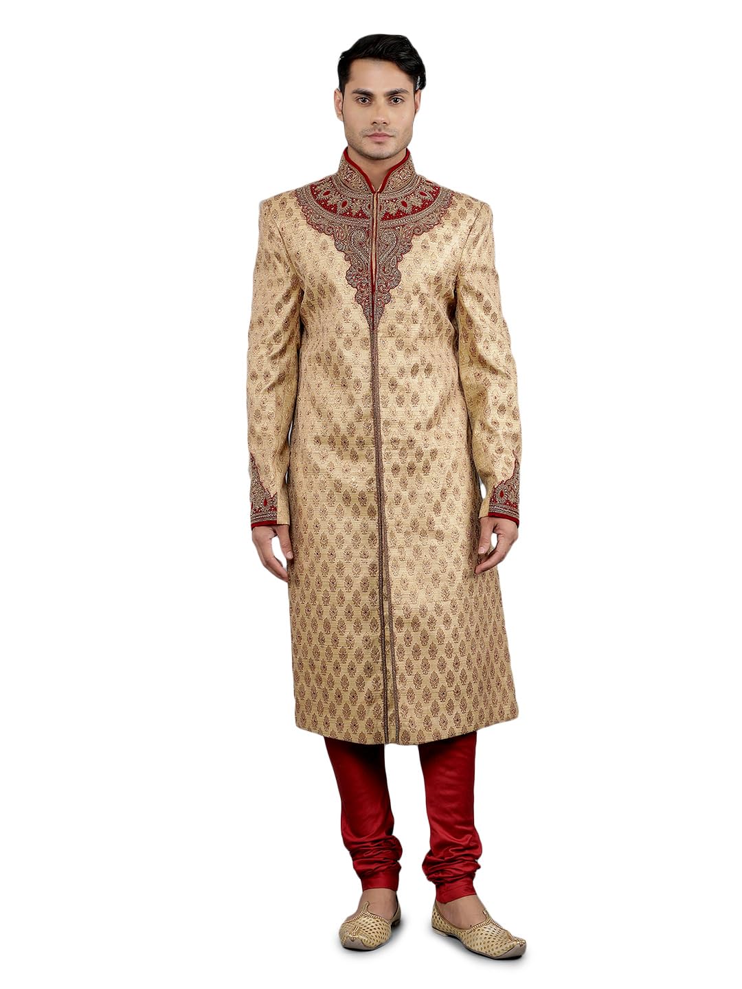 Men's Woven Design with Embroidery Ethnic Sherwani Set-image-27