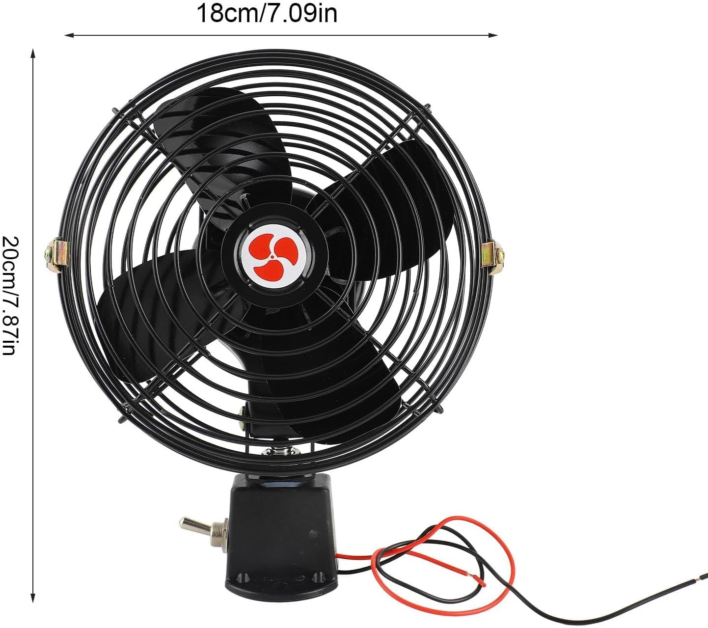 12V RV Cooling Fan with 2-Speed Switch, Heavy Duty All Metal Black Fan for Trucks, RVs, Cars, Boats, Buses, Commercial Vehicles, and Motorhomes for Auto, Marine & Delivery Vehicles (6 Inch)
