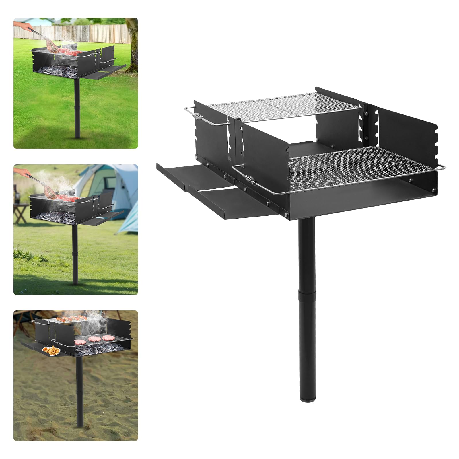 Barbacoa grande estilo parque, 101,6 x 64,77 x 133,35 cm, parrilla de pie individual para exteriores para camping y jardín para barbacoas al aire libre, celebraciones