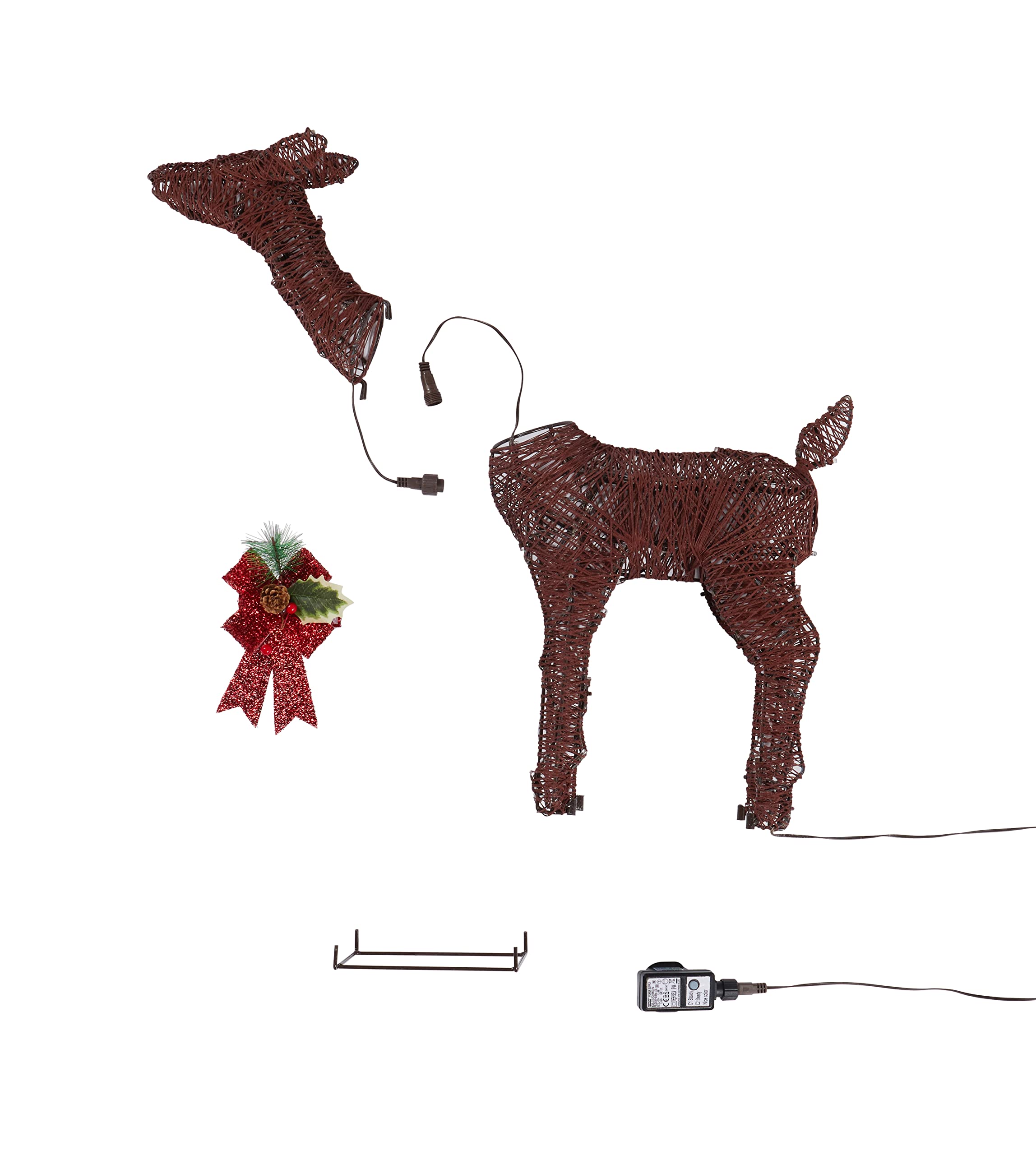 Lights4fun Braune Harewood Rentier Familie LED Rentiere mit Timer Weihnachtsbeleuchtung für außen und innen Weihnachtsfiguren