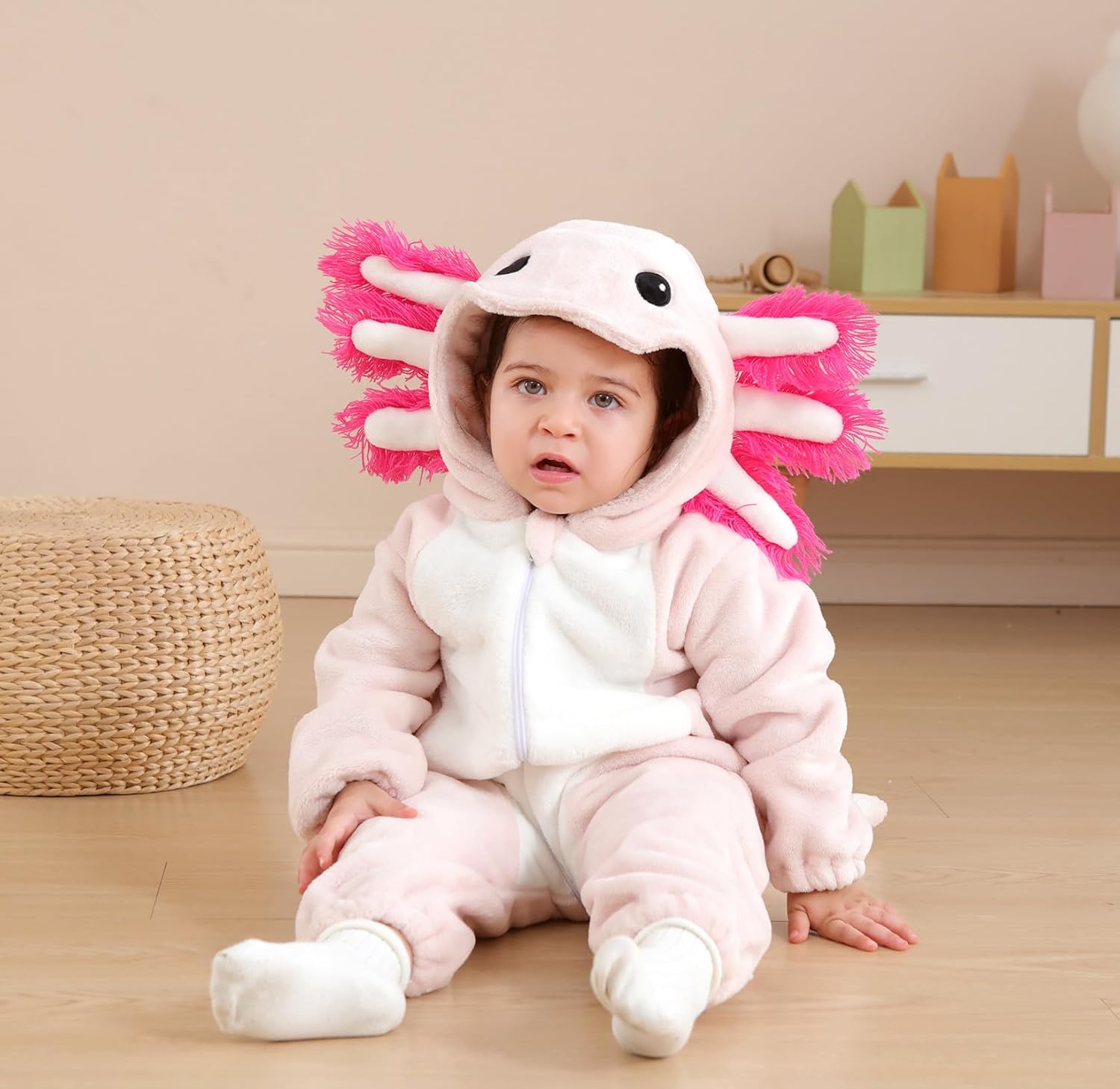 CuteOn Axolotl Toddler Halloween Costume Onesie Cosplay Romper Christmas Infants Baby Costume 3Months-4Years