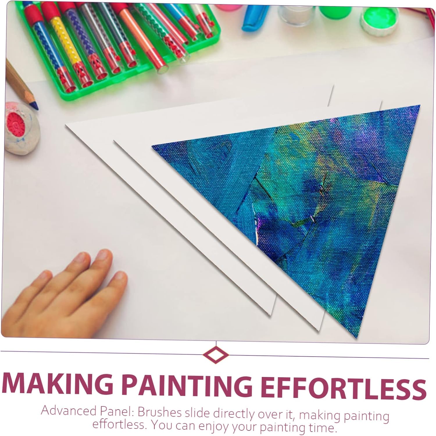 DOITOOL 5pcs Boys and Girls Blank Canvas Painting Panels Oil Painting Boards for Creative Art Projects Equilateral Shape for Beginners and Young Artists