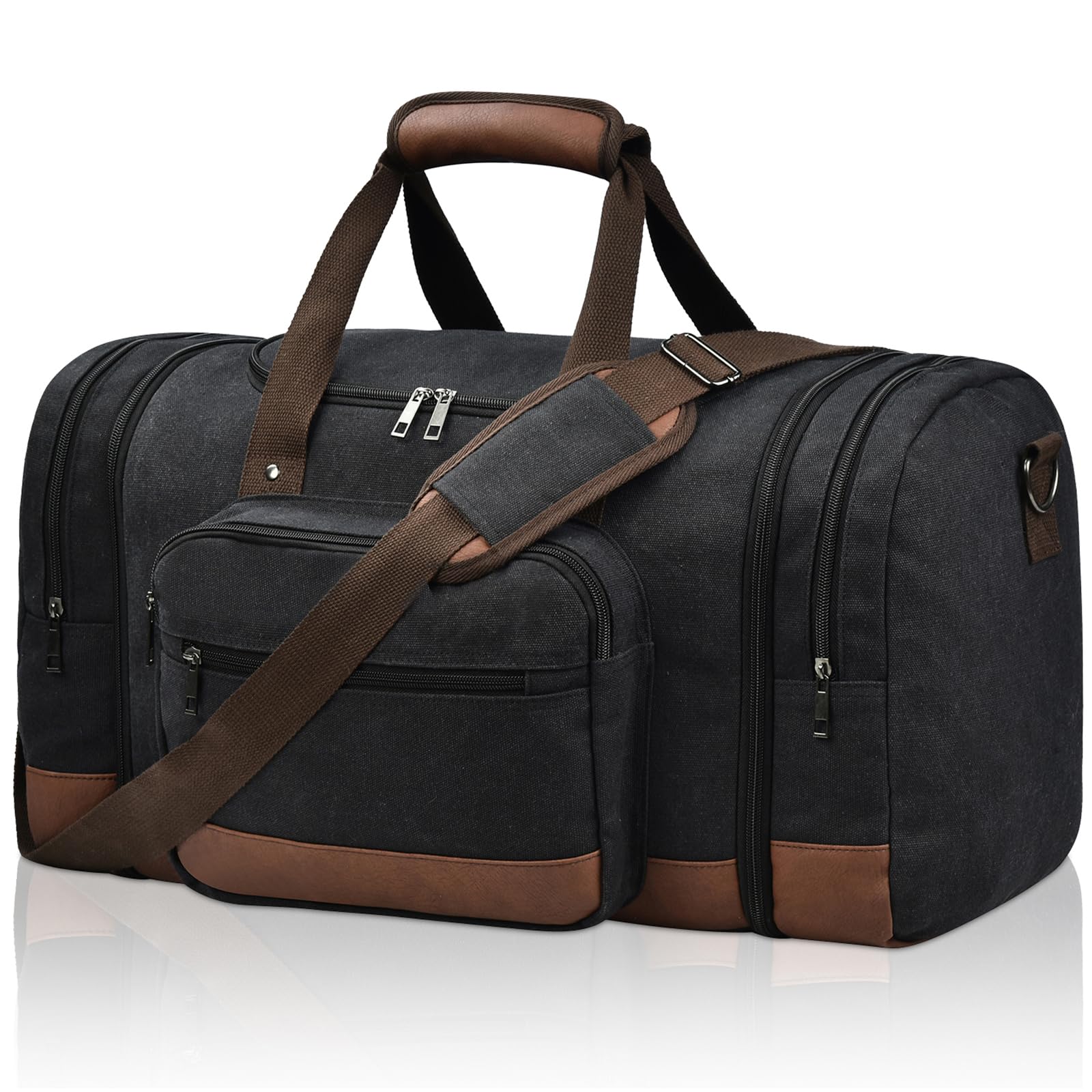 Litvyak Duffle Bag for Travel,Carry on Bag Travel Bags for Men Canvas Duffel Bag Overnight Weekend Gym Bag Carry On Luggage Bags, Black, Men