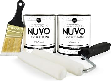 Nuvo Black Deco Cabinet Makeover Kit - Easy DIY 7-Piece Set, Bold Ultra Black, Long-Lasting Finish