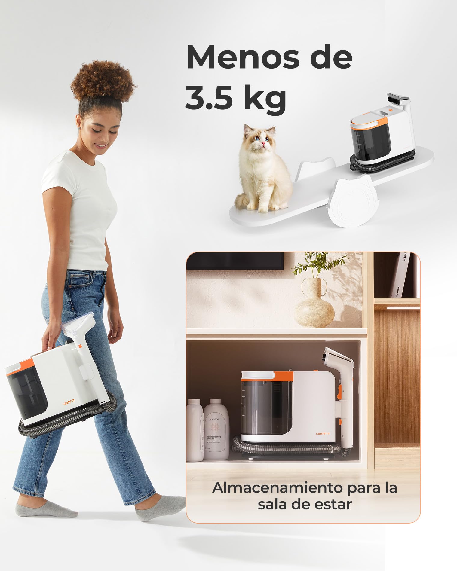 Uwant B200 SE, Aspiradora de agua tapiceria, tecnología de motor magnético flotante, adecuado para limpiar sofás, alfombras, colchones, 12000Pa, 69db