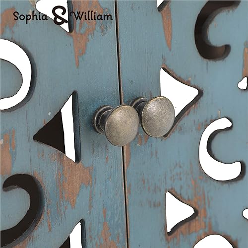 Miniatura 3 de Sophia & William Armario decorativo con 2 puertas, armario de almacenamiento envejecido con marco de madera y puerta hueca tallada para entrada sala