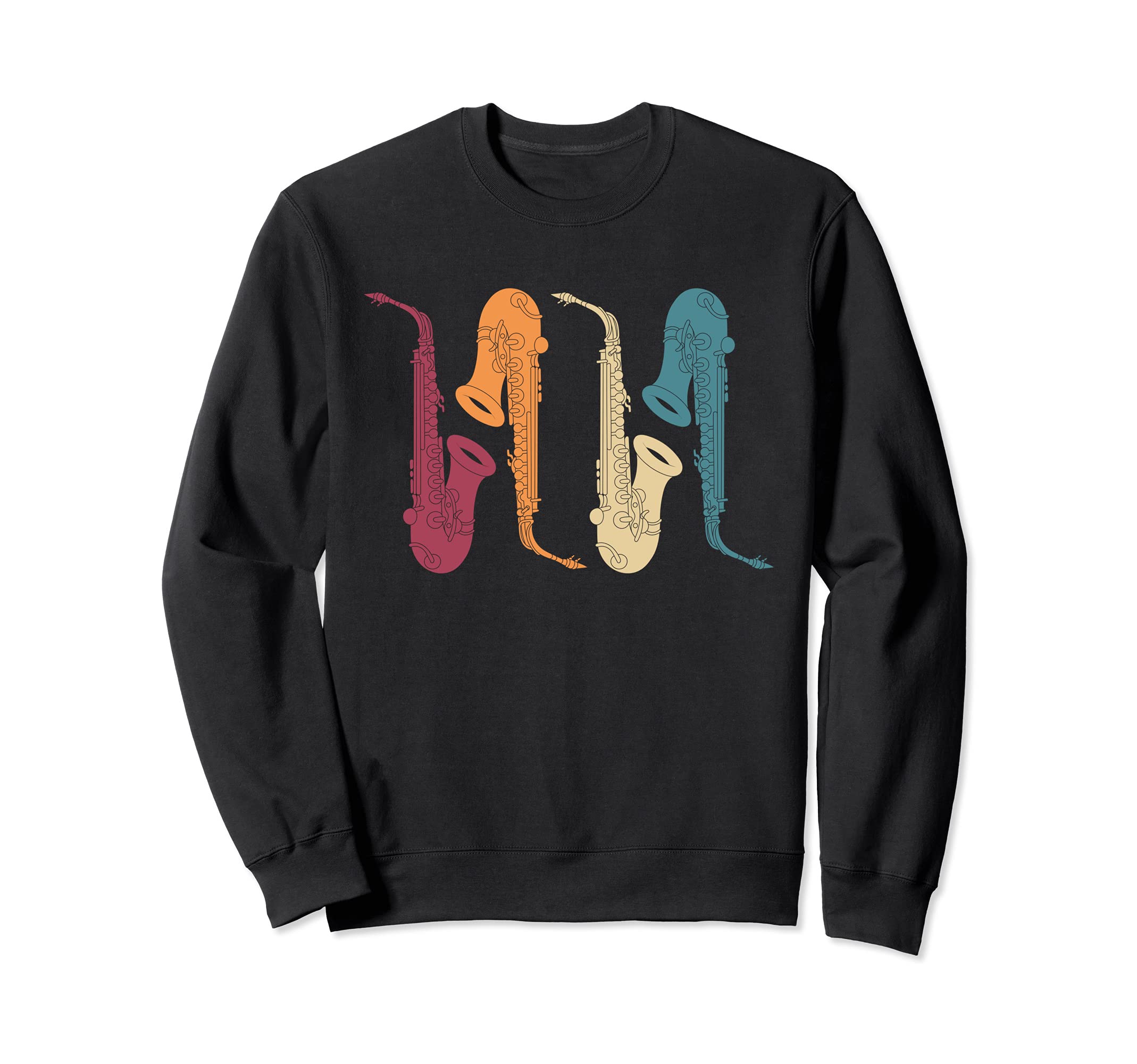 Retro Jazz Musical Instrument Saxophonist Saxophone Sweatshirt, Black