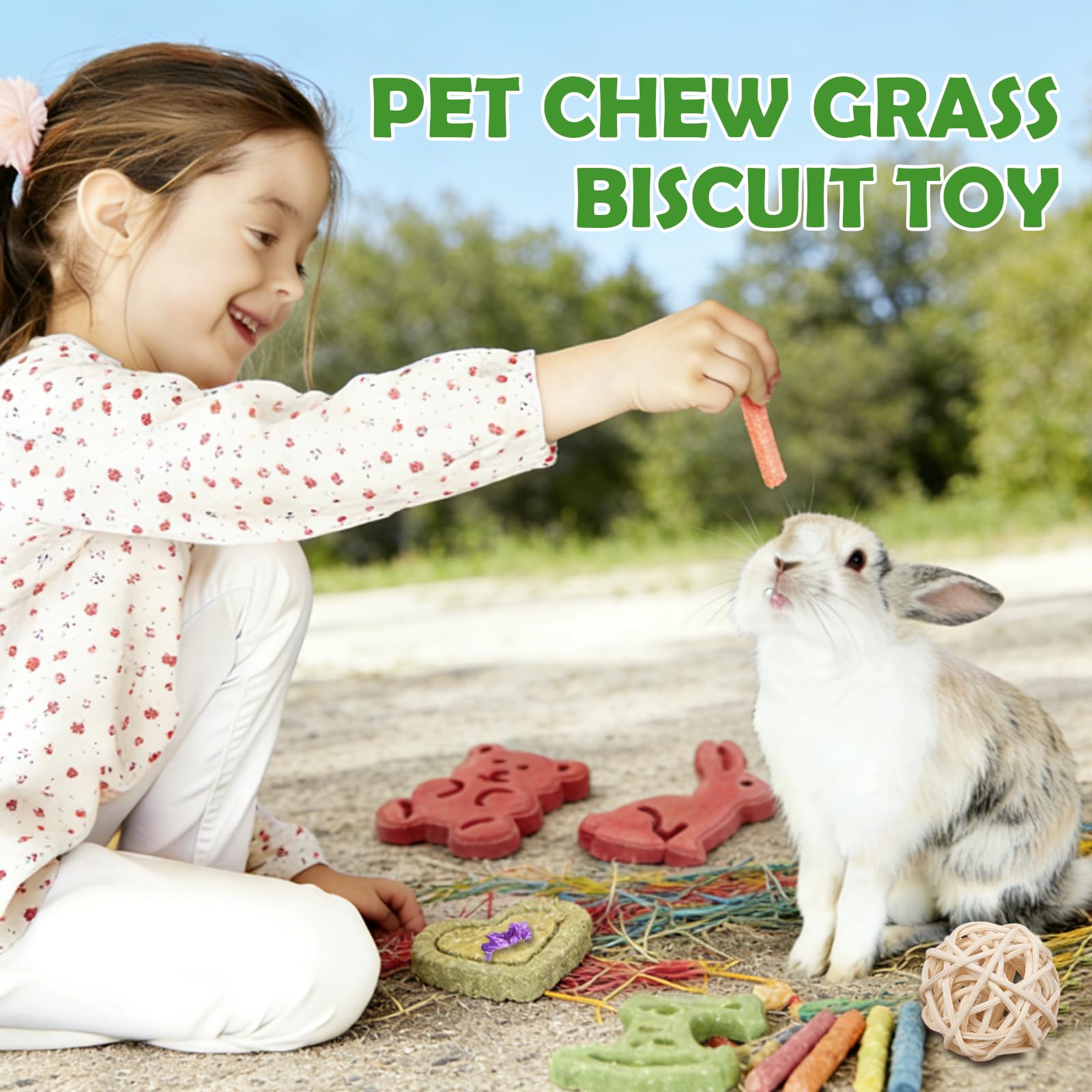 Juego de 42 Juguetes para Conejos, Juguetes Naturales para Masticar Conejo, Juguetes Hamster, cobaya y Chinchilla, palitos de heno de Madera de Manzana para Tratar la dentición de Conejos y Animales — view 6