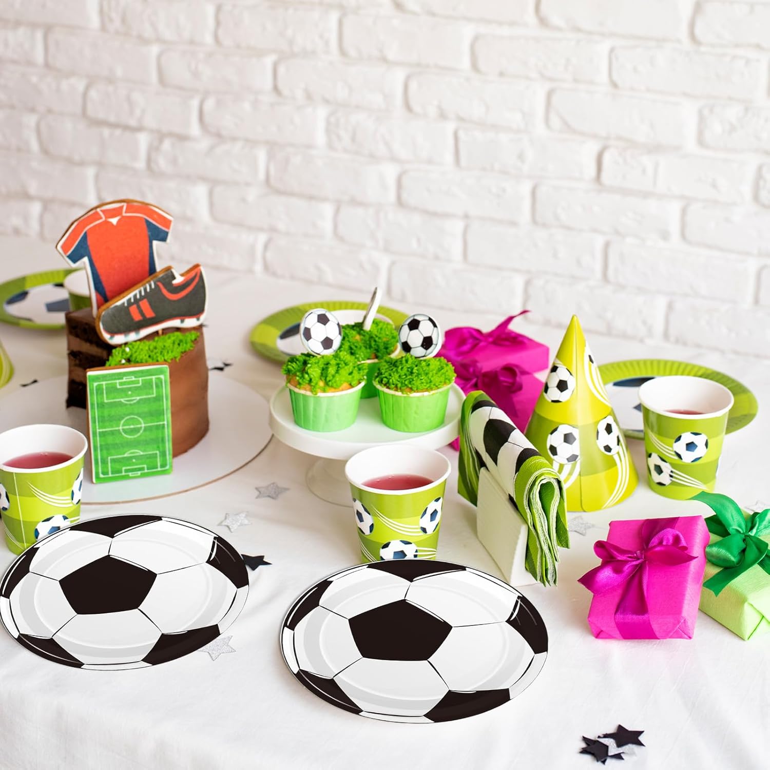 60Pcs Soccer Paper Plates - 7Inch Soccer Theme Party Round Dessert Plates,Kids Themed Birthday Supplies Set,Sports Theme Decorations for Sports Fan Birthday Event Party Supplies - Image 5