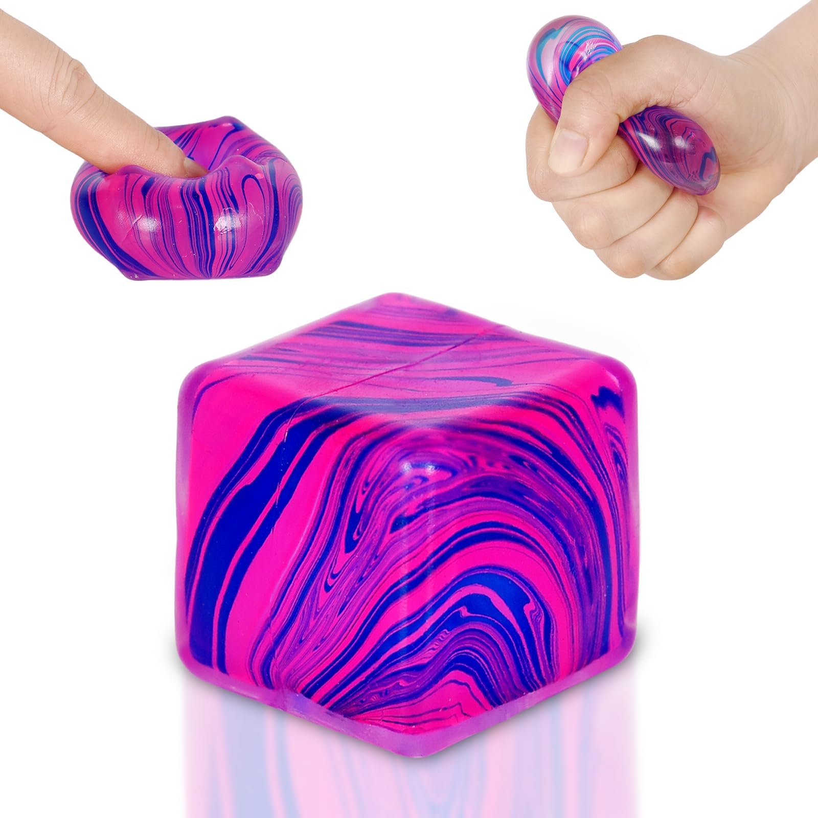 Squishy Fidget Toys Stress Cube, 1.38"*1.38" Stress Balls for Kids Adults Stress Relief, Ice Squishy Cube Sugar Balls, Sensory Toys for Kids with Autism an danxiety disorder (Purple)