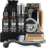 12 en 1 Barba Kit Cuidado, Con Crecimiento de Barba Rodillo, Shampoo Barba, Peine Barba, Cepillo Barba, Aceite Barba, Balsamo Barba, Navaja de Afeitar, para Regalo Perfecto para Hombre para Hombres o Papás