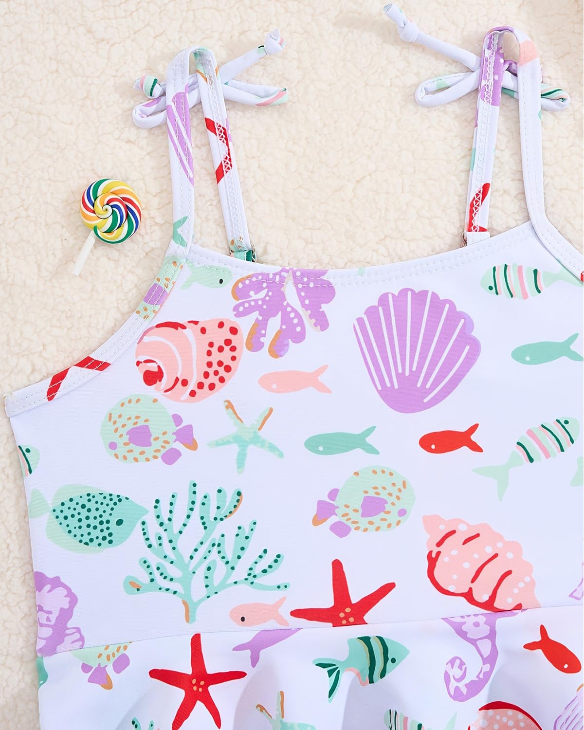 DivingBirds Traje de baño para niñas, traje de baño de dos piezas con pantalones cortos, protección solar UV, dobladillo con volantes, traje de baño de 2 a 6 años