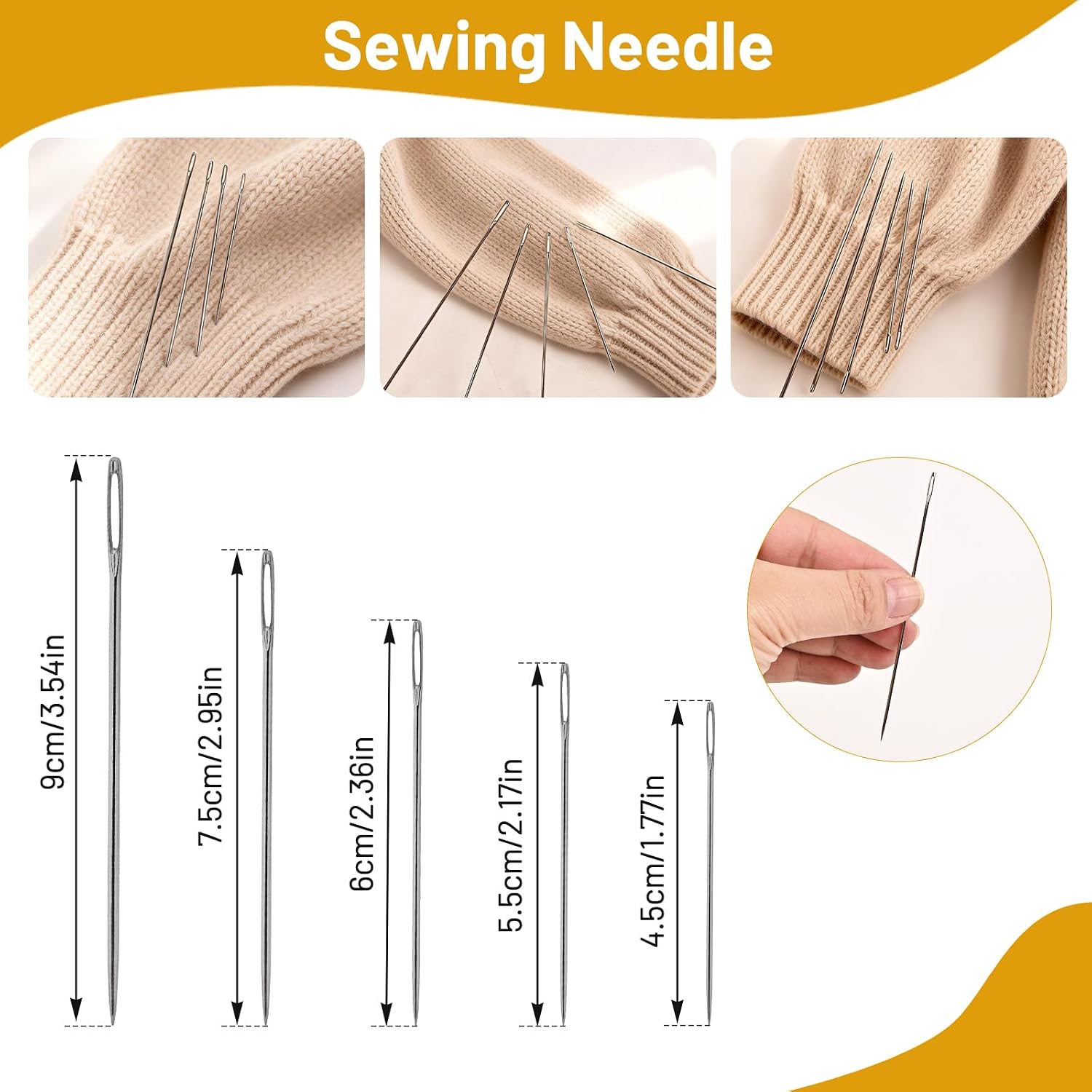 47pcs Big Eye Steel Sewing Needles Kit,Needle and Thread Sewing Kit,Portable Steel Needles for Hand Sewing with Repair Patch,Seam Ripper,Storage Box Supplies for Repairing Quilting Embroidery Crafts