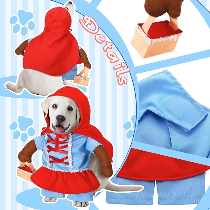 Disfraz de perro Caperucita Roja para mascotas medianas y grandes miniatura 4