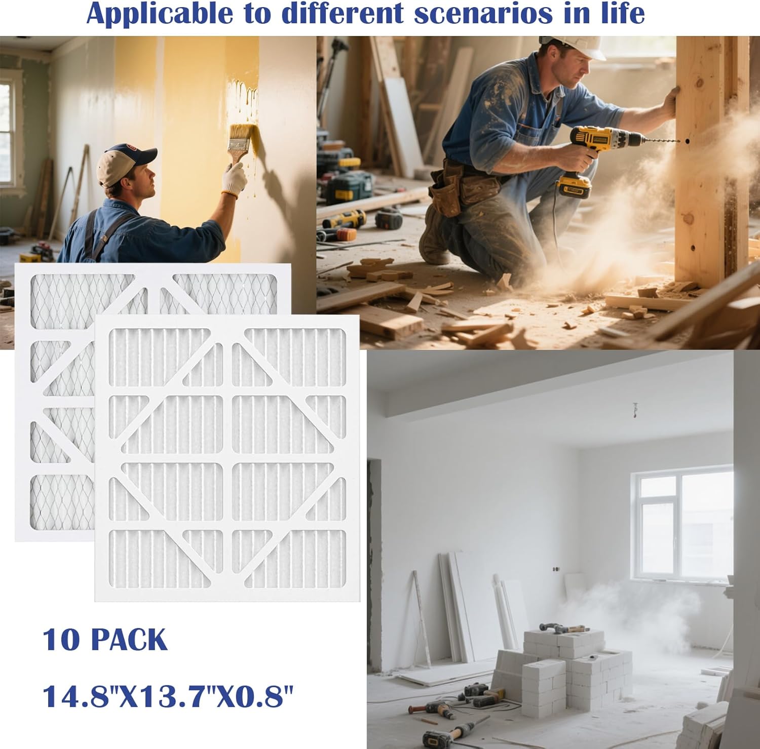MERV-10 HEPA 550 Air Filter Replacement Compatible with AlorAir CleanShield HEPA 550 Air Scrubber | 14.8"L x 13.7"W x 0.8"H | Pre-Filter First-Stage Filtration, 10-Pack