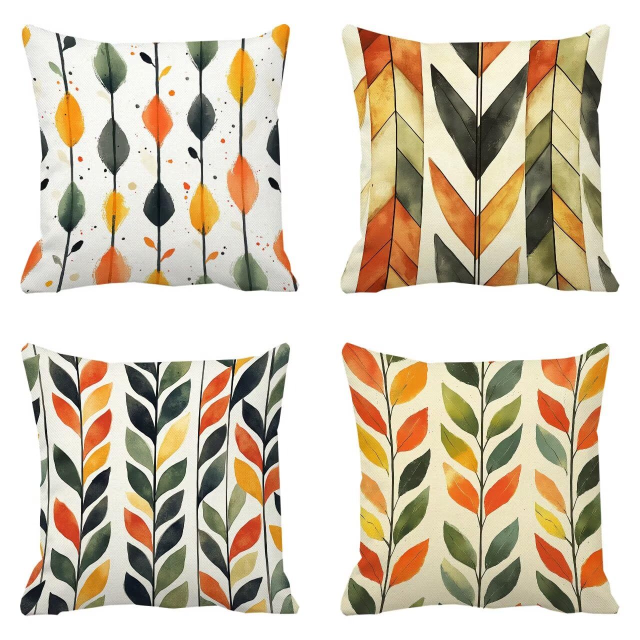 Coussin canape abstrait feuilles : sublimez votre salon et terrasse avec ces housses en lin 55x55