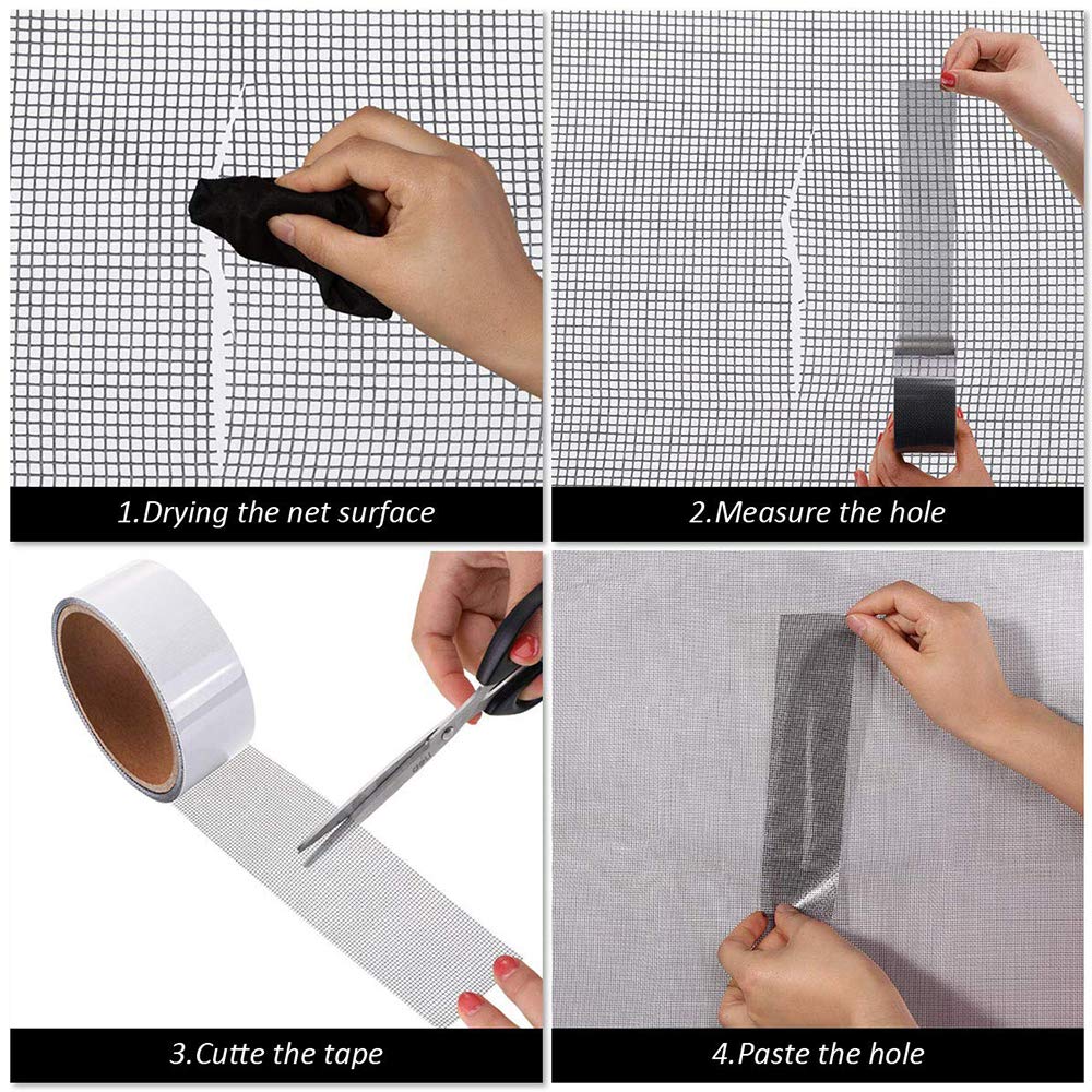 Produktbild von FENGCHUANG 200 Stück Fliegengitter Reparatur Set, Dauerhaft Glasfaser Reparaturset, Wasserdicht Klebeband Für Fliegengitter, Zur Reparatur Von Türlöchern Und Zur Verhinderung Von Mücken