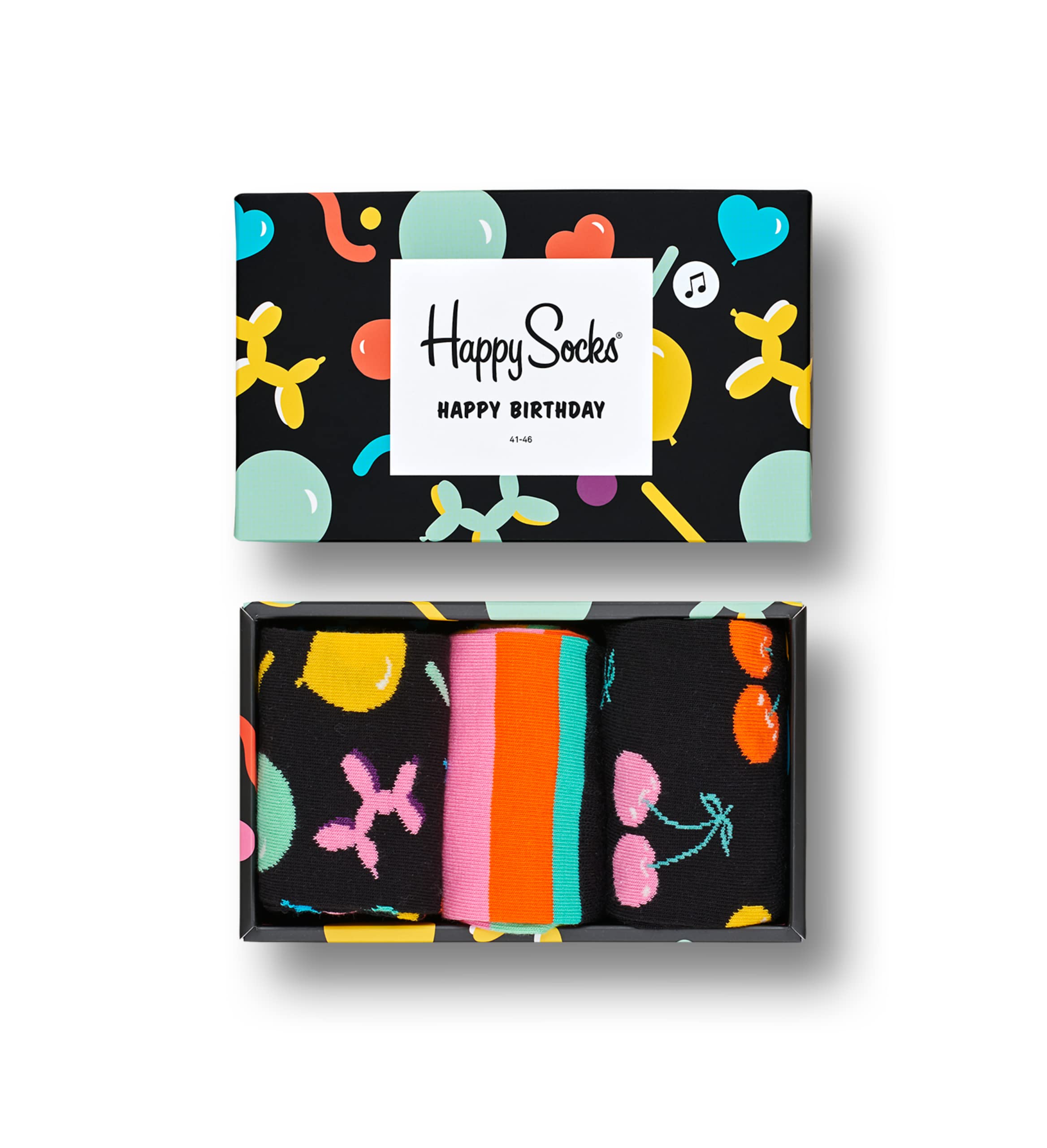Happy Socks Men's Balloon Animal Exclusive Colourful Premium Cotton Sock Gift Box For And Wo (Pack Of 3), (41-46)