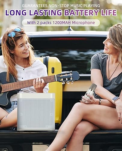 Miniatura 3 de Mini máquina de karaoke para adultos y niños, altavoz portátil de karaoke Bluetooth para TV, con 2 micrófonos inalámbricos, sistema de altavoces PA