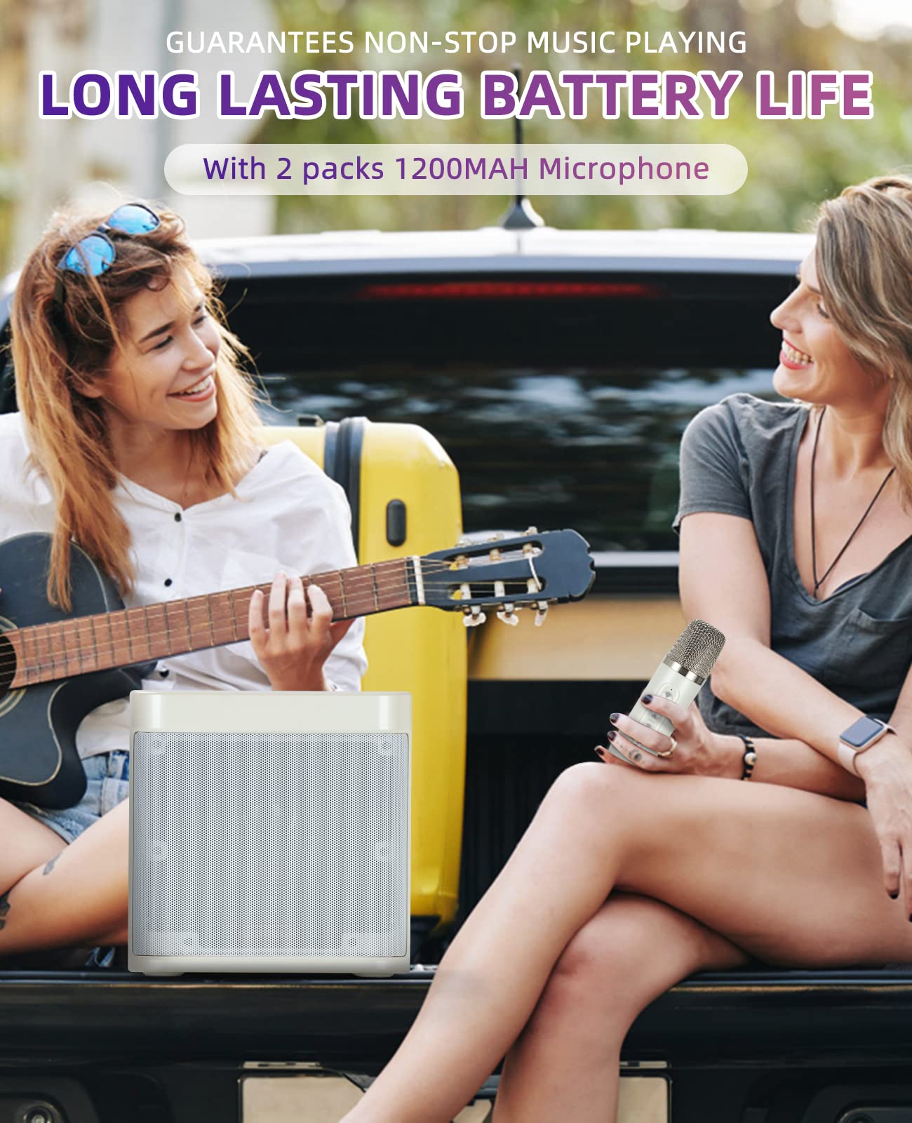 Mini máquina de karaoke para adultos y niños, altavoz de karaoke portátil Bluetooth para TV, con 2 micrófonos inalámbricos, sistema de altavoces PA para fiestas en interiores y exteriores, canto de